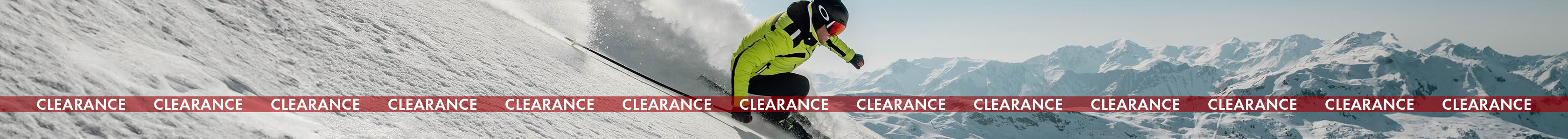 Shop snowsports clearance. A mountain with a skier 